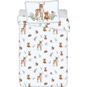 Bílo-hnědé bavlněné dětské povlečení do postýlky 100x135 cm Forest Animals – Jerry Fabrics obraz