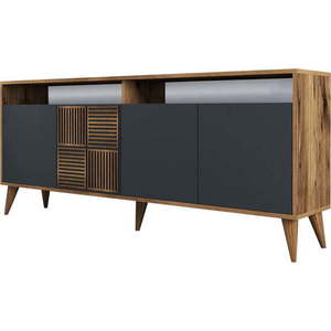 Nízká komoda v dekoru ořechu v antracitové a přírodní barvě 180x79 cm Milan – Kalune Design obraz