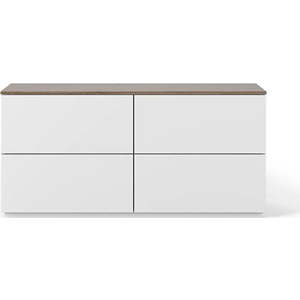 Bílá komoda s šuplíky a deskou v ořechovém dekoru TemaHome Join, 120 x 54 cm obraz