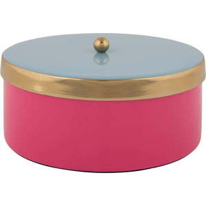 Růžový dekorativní kovový úložný box ø 16x6 cm Double Funky – PT LIVING obraz
