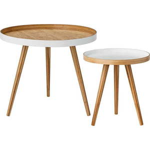 Bambusové kulaté odkládací stolky v sadě 2 ks ø 60 cm Cappuccino – Bloomingville obraz