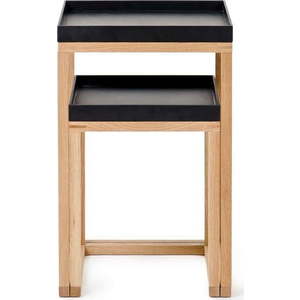 Sada 2 dubových odkládacích stolků s černou deskou Wireworks Oak obraz