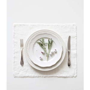Bílé lněné prostírání Linen Tales Classic, 40 x 35 cm obraz
