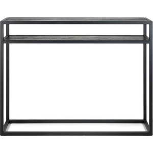 Černý konzolový stolek s deskou z dubového dřeva 30x120 cm Daniël – Spinder Design obraz