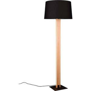 Stojací lampa v černé a přírodní barvě s textilním stínidlem (výška 150 cm) Rahul – Trio obraz