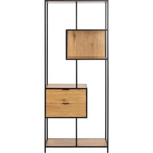 Knihovna v černé a přírodní barvě v dekoru dubu 77x185x35 cm Seaford – Actona obraz