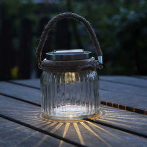 Skleněná solární LED lucerna Star Trading Jamjar, výška 11, 5 cm obraz