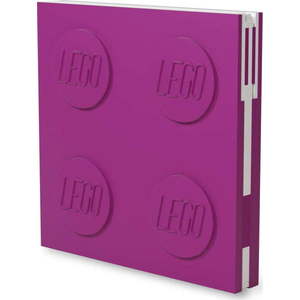 Fuchsiový čtvercový zápisník s gelovým perem LEGO®, 15, 9 x 15, 9 cm obraz
