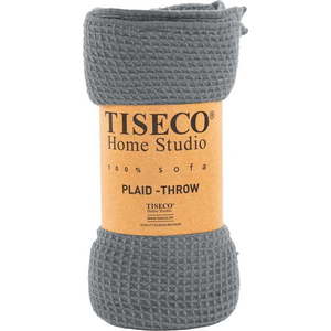 Šedý přehoz Tiseco Home Studio Mini Waffle, 130 x 170 cm obraz
