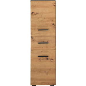 Vysoká úzká koupelnová skříňka v dekoru dubu v přírodní barvě 130x35 cm Malika – Støraa obraz