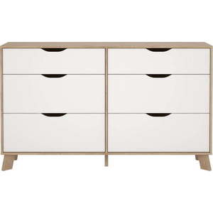 Bílá/v přírodní barvě komoda v dekoru dubu 156x92x40 cm Ikast – Tvilum obraz