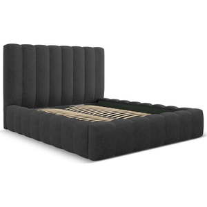 Antracitová čalouněná dvoulůžková postel s úložným prostorem a roštem 200x200 cm Kelp – Micadoni Home obraz