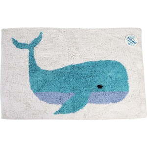Bílo-modrá koupelnová předložka 83x52, 5 cm Whale – Rex London obraz