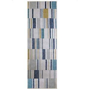 Žluto-modrý vnitřní a venkovní koberec 80x230 cm Rosco Geo – Flair Rugs obraz