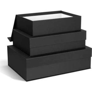 Tmavě šedé kartonové úložné boxy v sadě 3 ks s víkem/dekorativní 42, 5x29, 5x13 cm Kian Paper Laminate – Bigso obraz