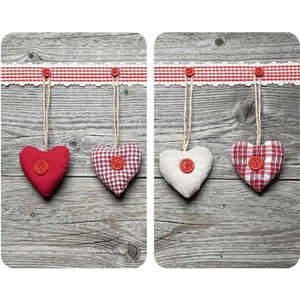Sada 2 skleněných krytů na sporák Wenko Heart, 52 x 30 cm obraz