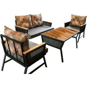 Černý zahradní lounge set pro 4 Mers – Floriane Garden obraz