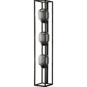Černá stojací lampa se skleněným stínidlem (výška 130 cm) Regi – Fischer & Honsel obraz