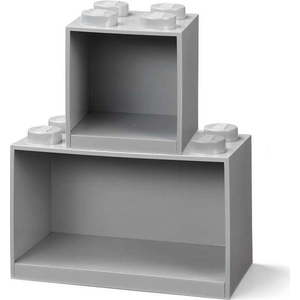 Sada 2 dětských šedých nástěnných polic LEGO® Brick obraz