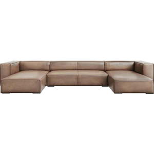 Světle hnědá kožená rohová pohovka (do "U") Madame – Windsor & Co Sofas obraz