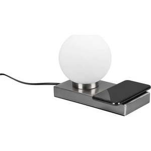Stolní lampa s bezdrátovou nabíječkou ve stříbrné barvě (výška 15 cm) Chloe – Trio obraz