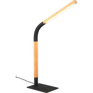 LED stmívatelná stolní lampa v černé a přírodní barvě s dřevěným stínidlem (výška 73, 5 cm) Norris – Trio obraz