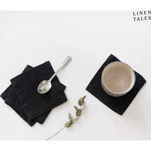 Černé látkové podtácky v sadě 4 ks – Linen Tales obraz