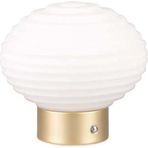 Stmívatelná LED stolní lampa v bílé a zlaté barvě se skleněným stínidlem (výška 14, 5 cm) Earl – Trio obraz