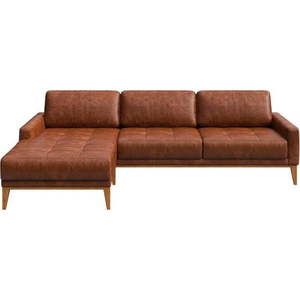 Červenohnědá kožená rohová pohovka MESONICA Musso Tufted, levý roh obraz