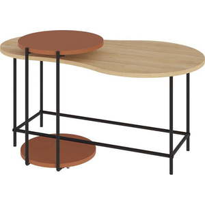 Konferenční stolky s deskou v dubovém dekoru v cihlovo-přírodní barvě v sadě 2 ks 65x103 cm Rosie – Marckeric obraz