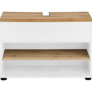 Bílá skříňka pod umyvadlo v dekoru dubu 80x57 cm Thessa – Støraa obraz
