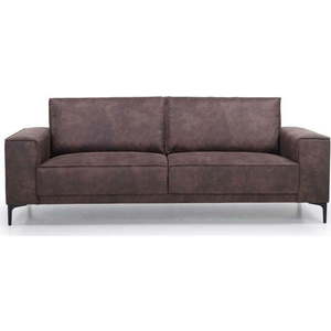 Hnědá pohovka z imitace kůže 224 cm Copenhagen – Scandic obraz