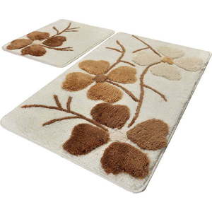 Hnědo-krémové koupelnové předložky v sadě 2 ks 60x100 cm Kırcicegi – Foutastic obraz