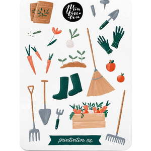 Arch vinylových samolepek s motivem Zahradnice Printintin, 10, 5 cm x 14, 5 cm obraz