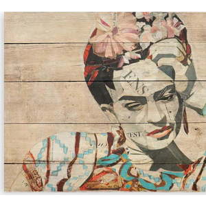 Nástěnná cedule z borovicového dřeva Madre Selva Collage of Frida, 40 x 60 cm obraz