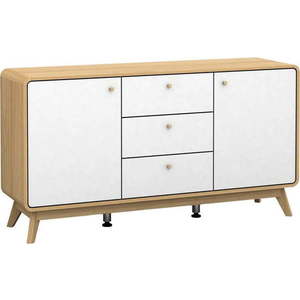 Nízká komoda v dekoru dubu v bílo-přírodní barvě 140x75 cm Caitlin – Støraa obraz