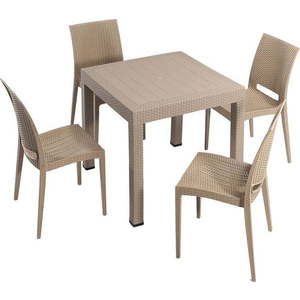 Béžový zahradní jídelní set z umělého ratanu pro 4 Rattan – Floriane Garden obraz