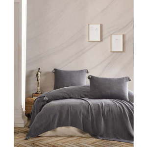 Tmavě šedý prošívaný set přehozu a povlaků na polštář na dvoulůžko 220x240 cm Costa – Mijolnir obraz