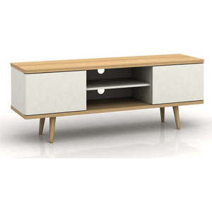 Bílý TV stolek v dekoru dubu 140x52 cm Alana - Støraa obraz