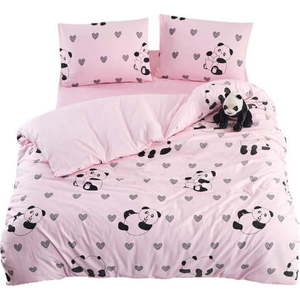 Růžové povlečení na jednolůžko/prodloužené s prostěradlem/3dílné 160x220 cm Panda – Mila Home obraz