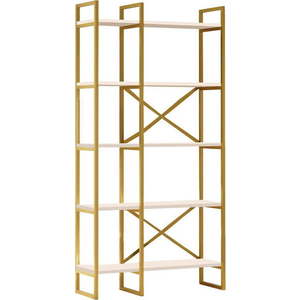 Bílý/zlatý regál 87, 5x175 cm Monica – Kalune Design obraz