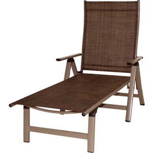 Hnědé kovové skládací zahradní lehátko London – Sun Garden obraz