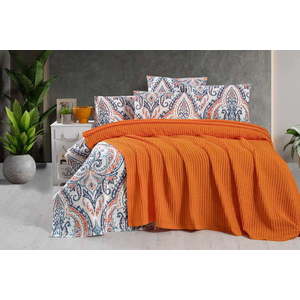 Oranžový bavlněný přehoz 220x240 cm Waffle – Mila Home obraz