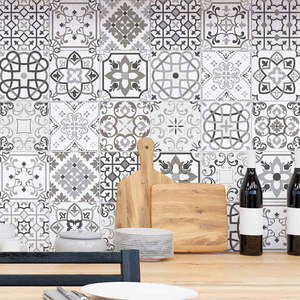 Sada 30 nástěnných samolepek Ambiance Cement Tiles Shade of Gray Bari, 10 x 10 cm obraz