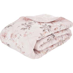Růžový prošívaný přehoz přes postel Catherine Lansfield Canterbury Rose, 220 x 230 cm obraz