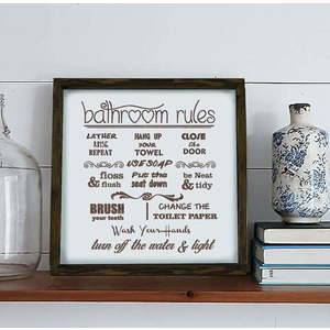 Cedule 34x34 cm Bathroom Rules – Evila Originals obraz