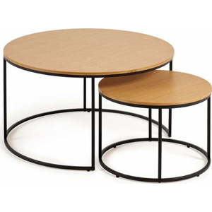 Kulaté konferenční stolky v sadě 2 ks s deskou v dubovém dekoru ø 80 cm Yona - Kave Home obraz