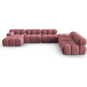 Růžová sametová pohovka 379 cm Bellis – Micadoni Home obraz