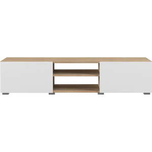 Bílý TV stolek v dekoru dubu 140x31 cm Podium - TemaHome obraz