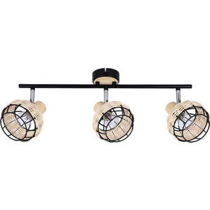 Černo-krémové stropní svítidlo se stínidlem z kovu a ratanu ø 12 cm Tajga – Candellux Lighting obraz